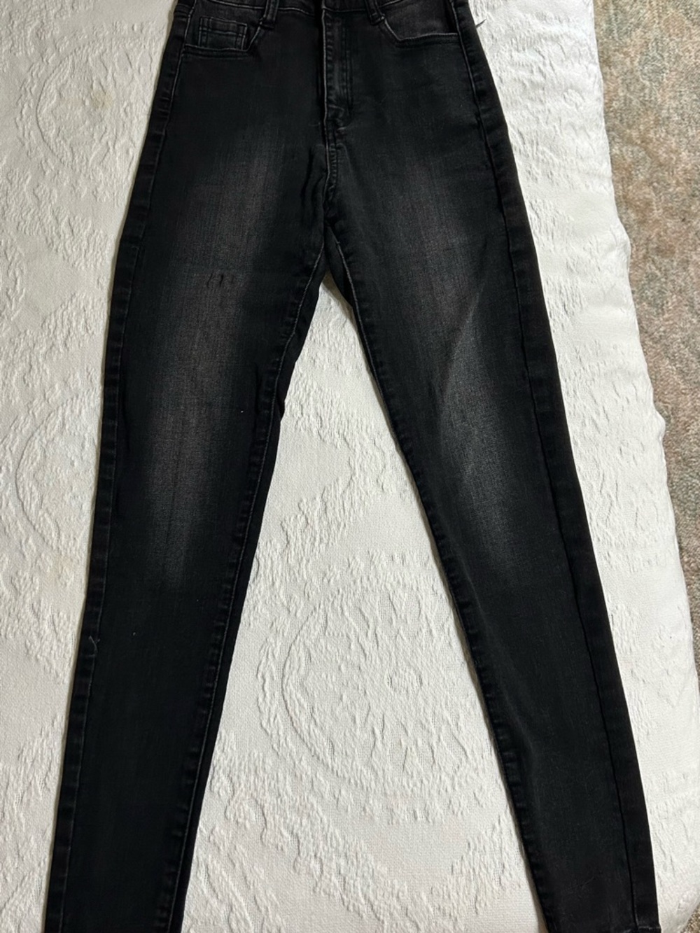 NVGTN Black High-Rise Skinny Jeans with Subtle Fade